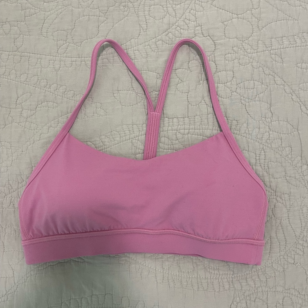 Lululemon flow y sports bra pink frosting size 6